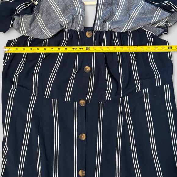 Terra & Sky Off the Shoulder Midi Dress Button Down Smocked Size 4X / 28W-30W - Picture 8 of 10